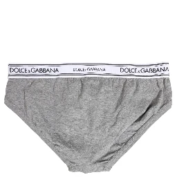 Gray Logo Waistband Men Midi Brief Underwear