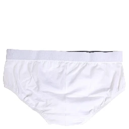 White Logo Waistband Cotton Men Briefs Underwear