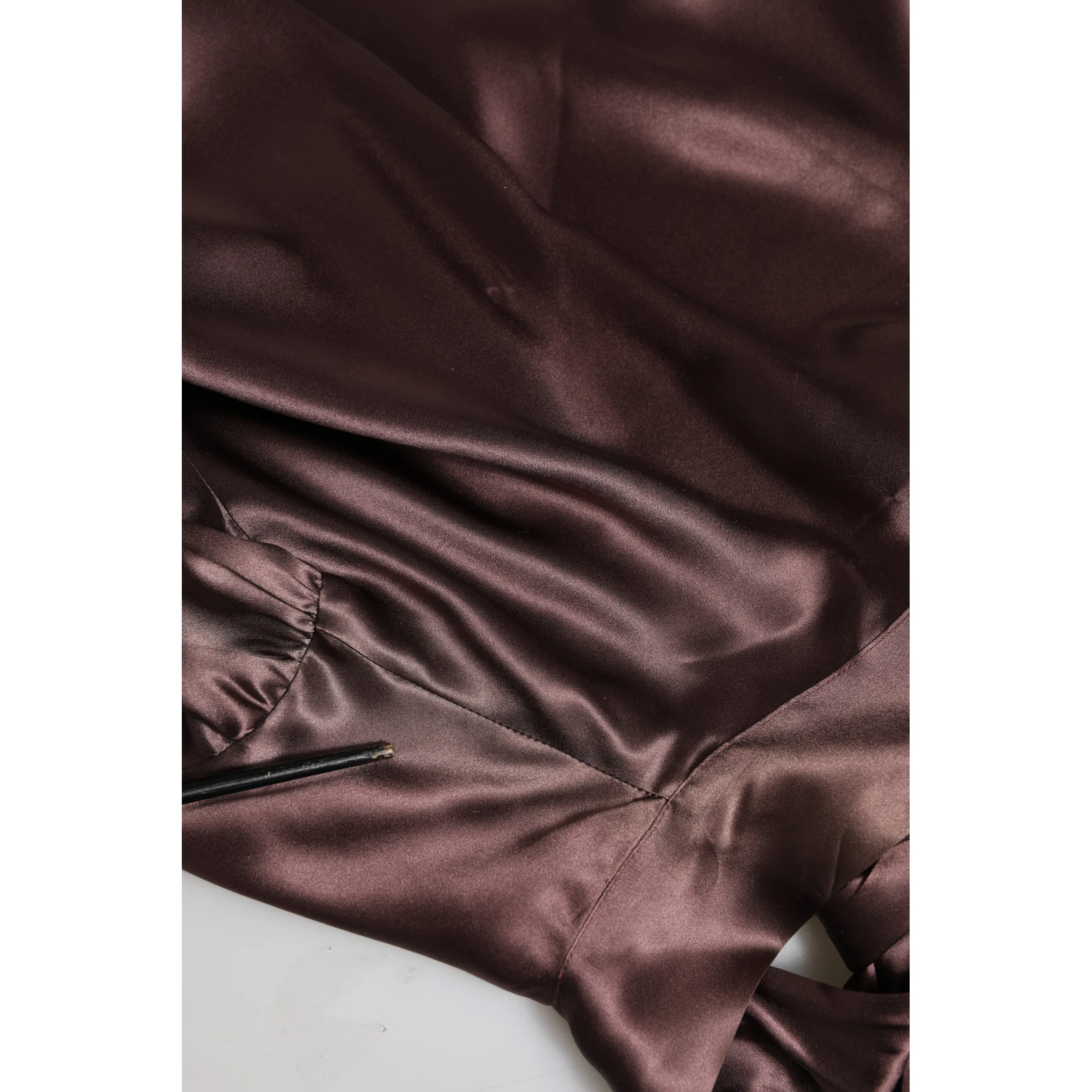 Violet Satin Long Sleeve Ascot Tie Shirt  Top