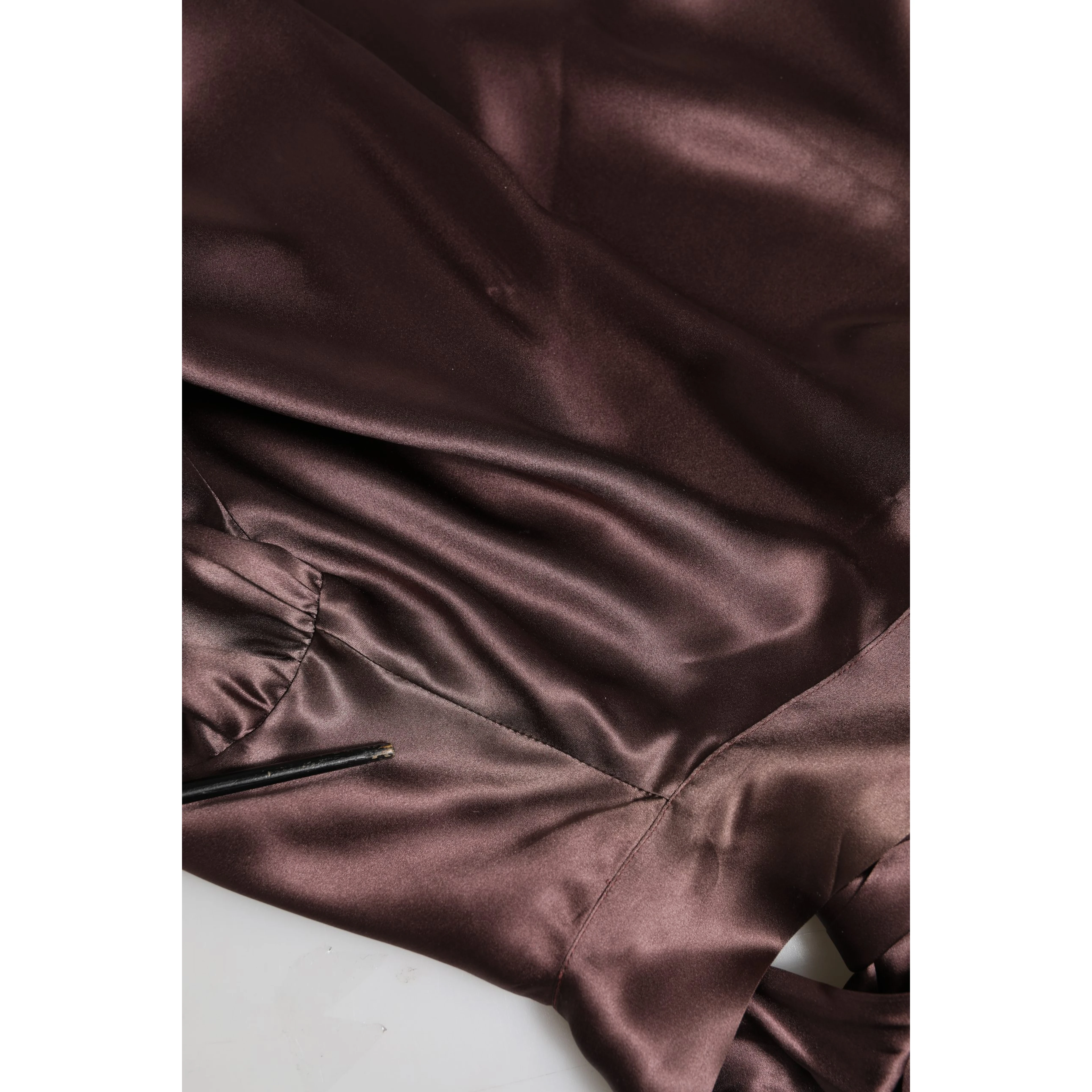 Violet Satin Long Sleeve Ascot Tie Shirt  Top