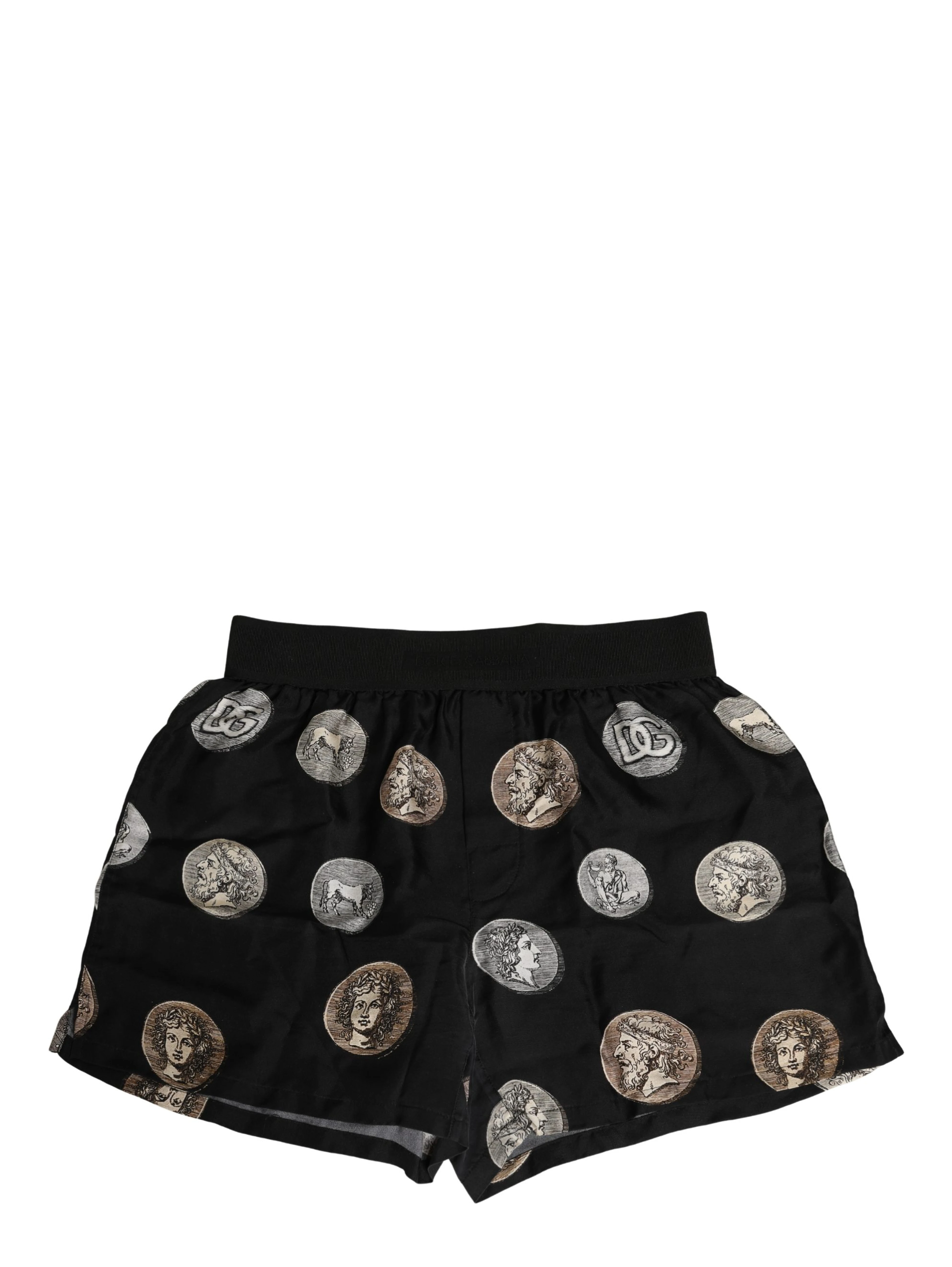 Black Ancient Coin Print Boxer Shorts Underwear