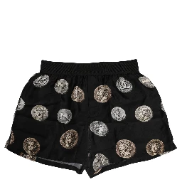 Black Ancient Coin Print Boxer Shorts Underwear