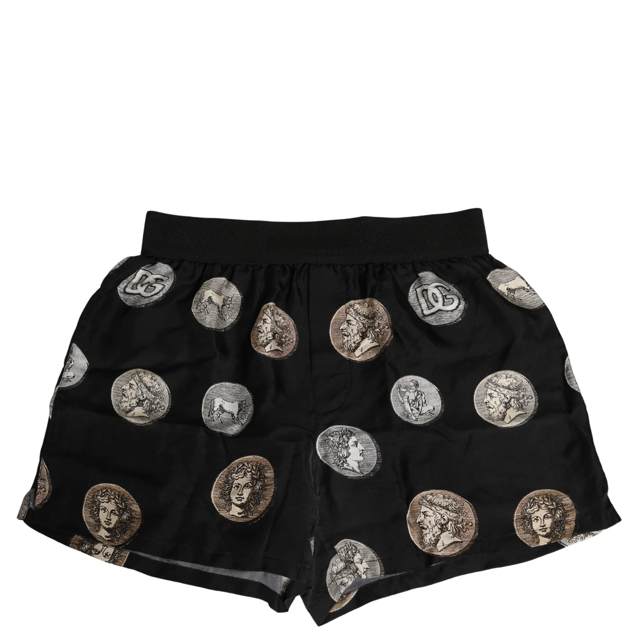 Black Ancient Coin Print Boxer Shorts Underwear