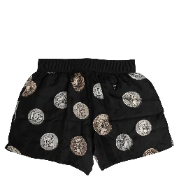 Black Ancient Coin Print Boxer Shorts Underwear