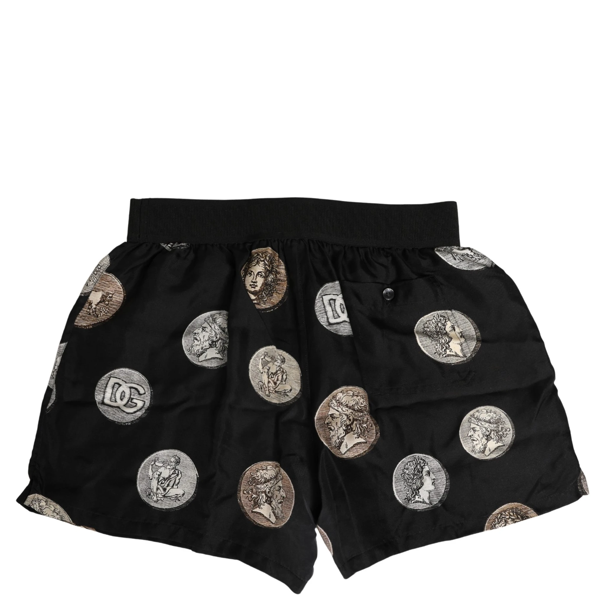 Black Ancient Coin Print Boxer Shorts Underwear