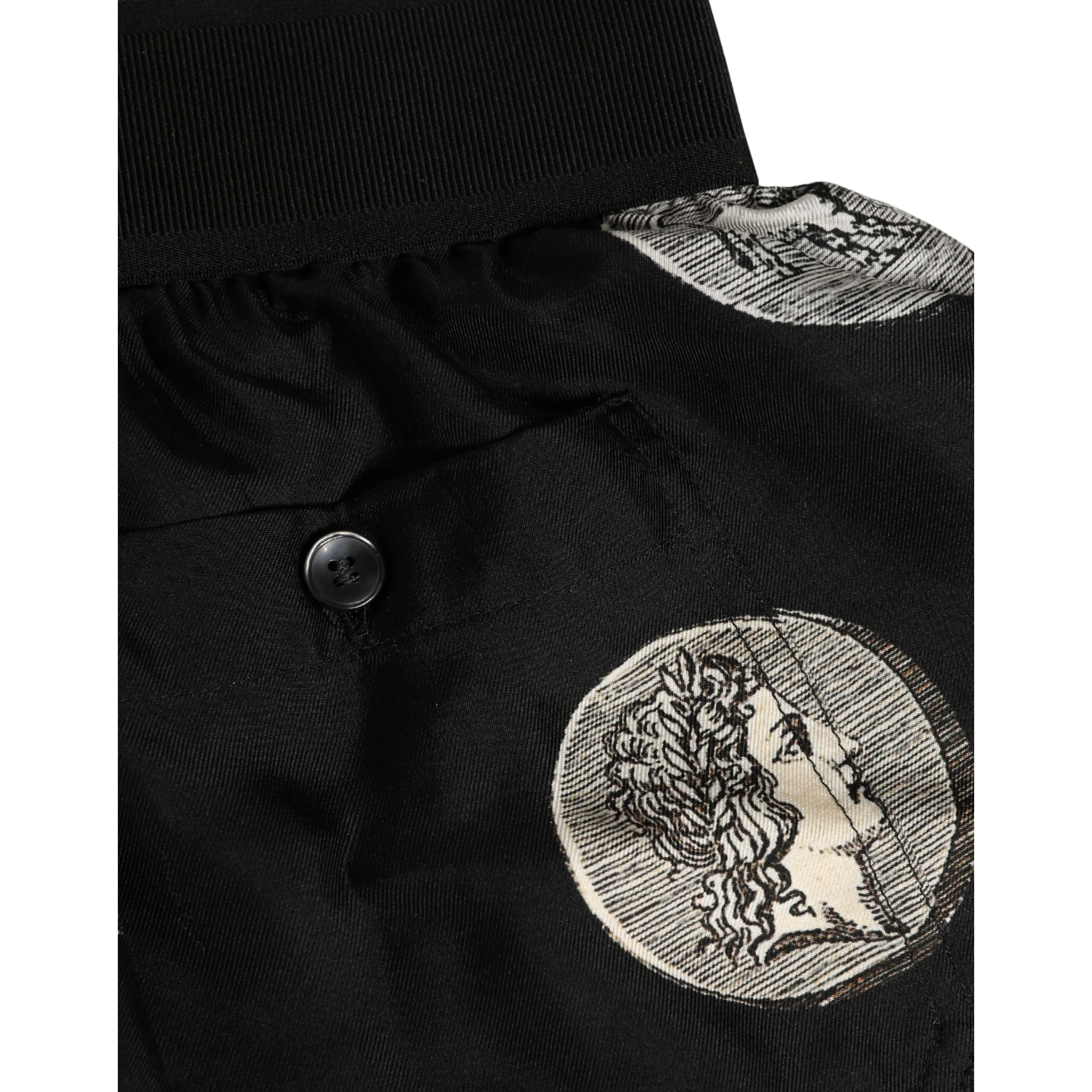 Black Ancient Coin Print Boxer Shorts Underwear