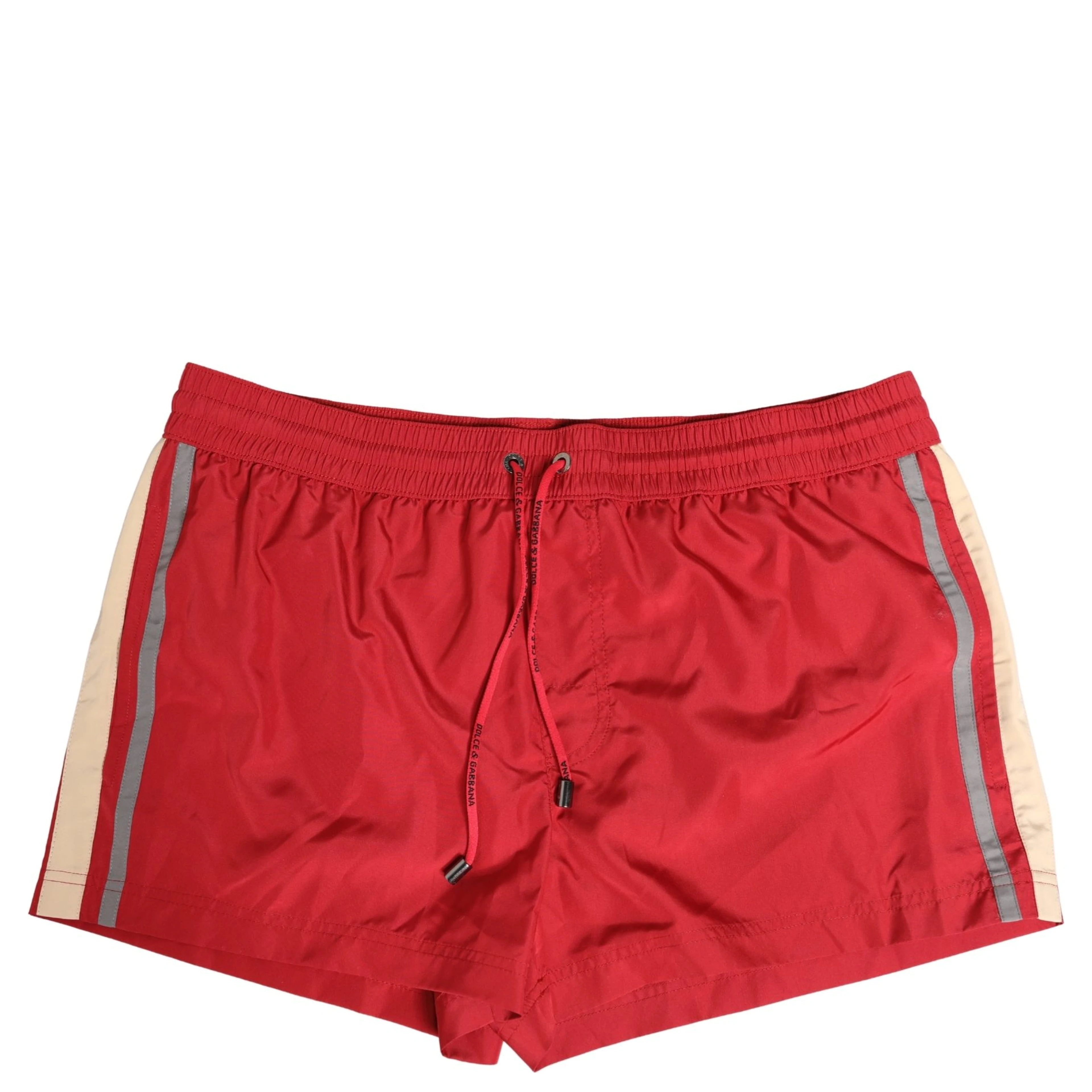 Red Polyester Men Drawstring Shorts Swimwear