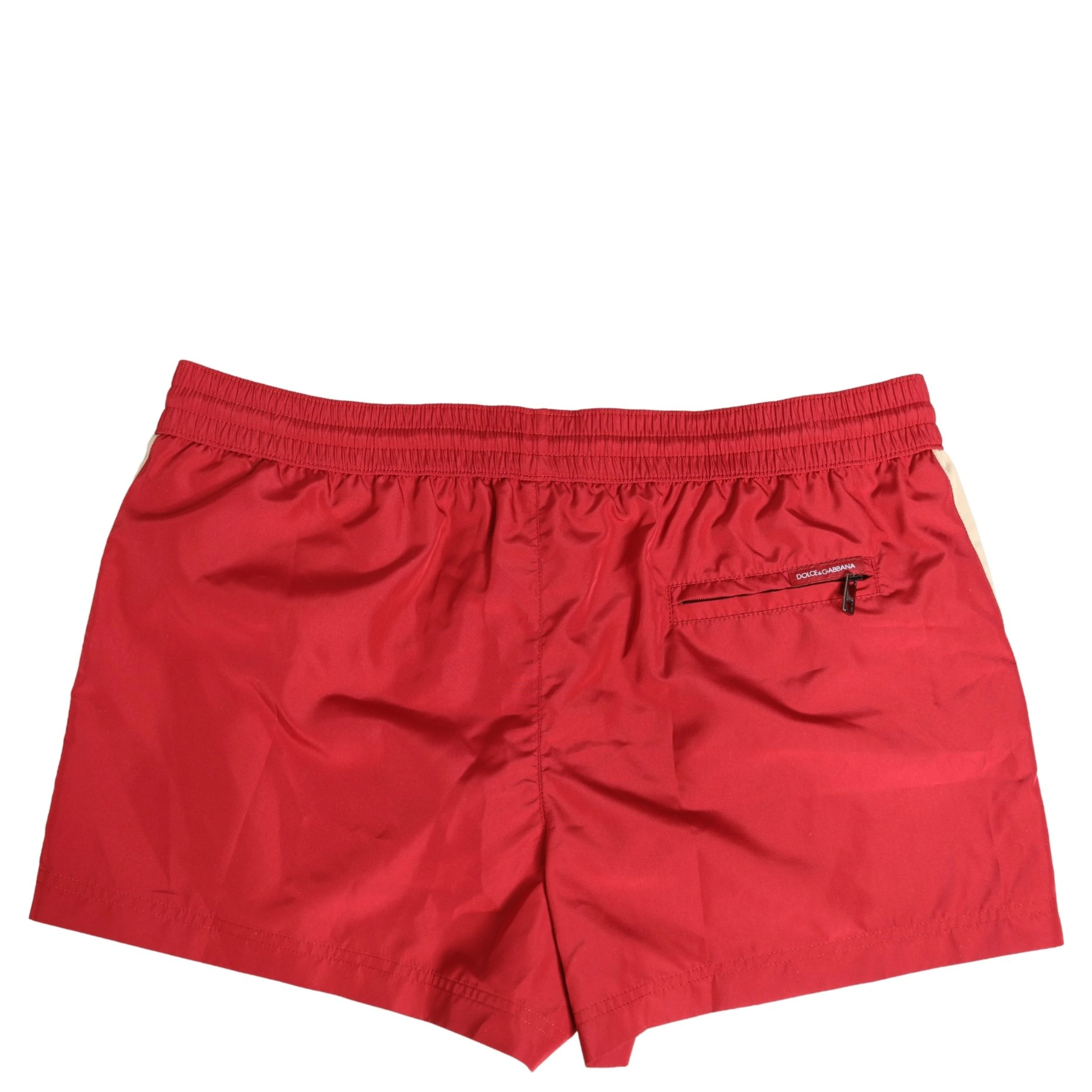 Red Polyester Men Drawstring Shorts Swimwear