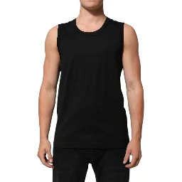Black Cotton Sleeveless Men Tank Top T-shirt