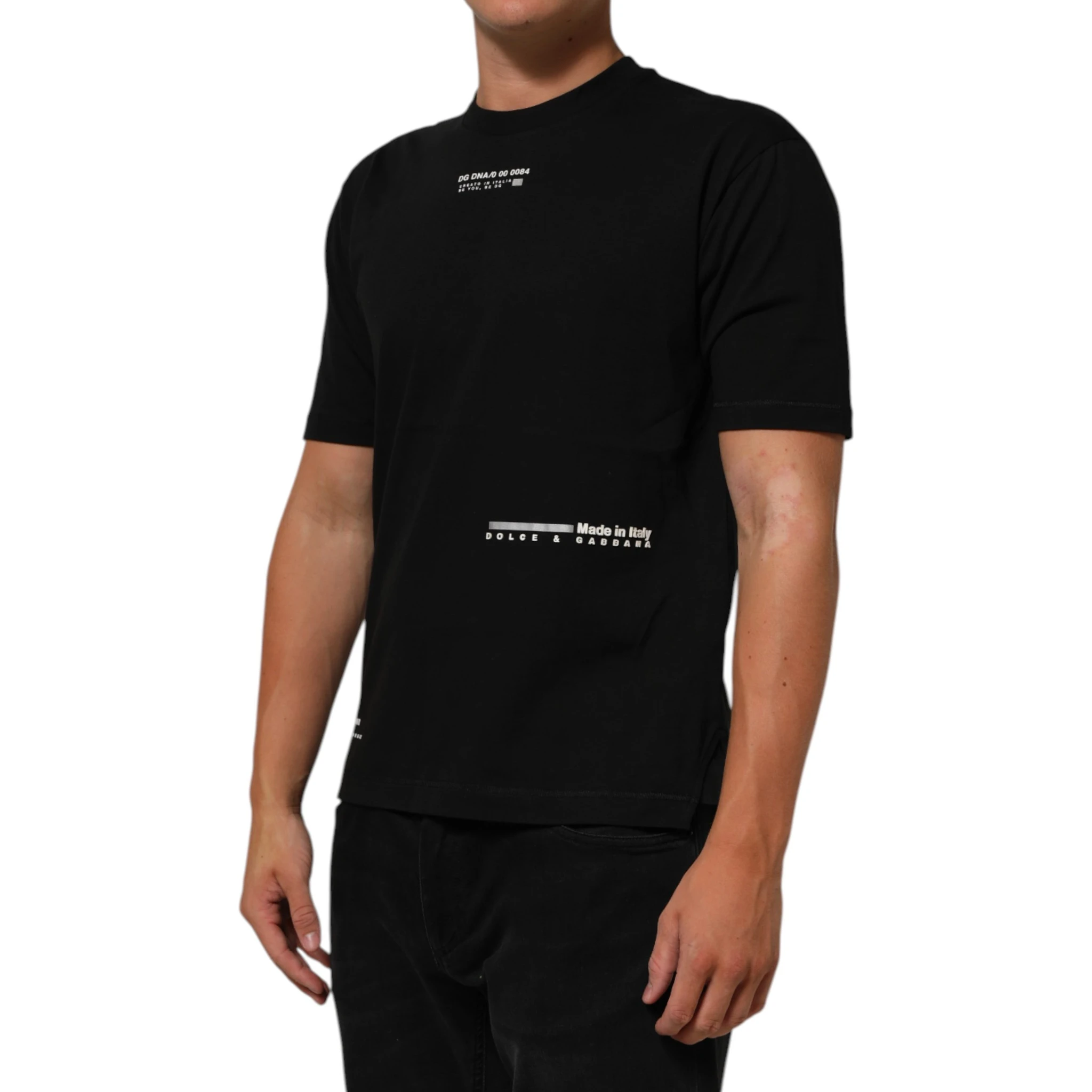 Black Statement Cotton Crew Neck Men T-shirt