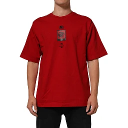 Red DG Eye Print Cotton Crew Neck T-shirt