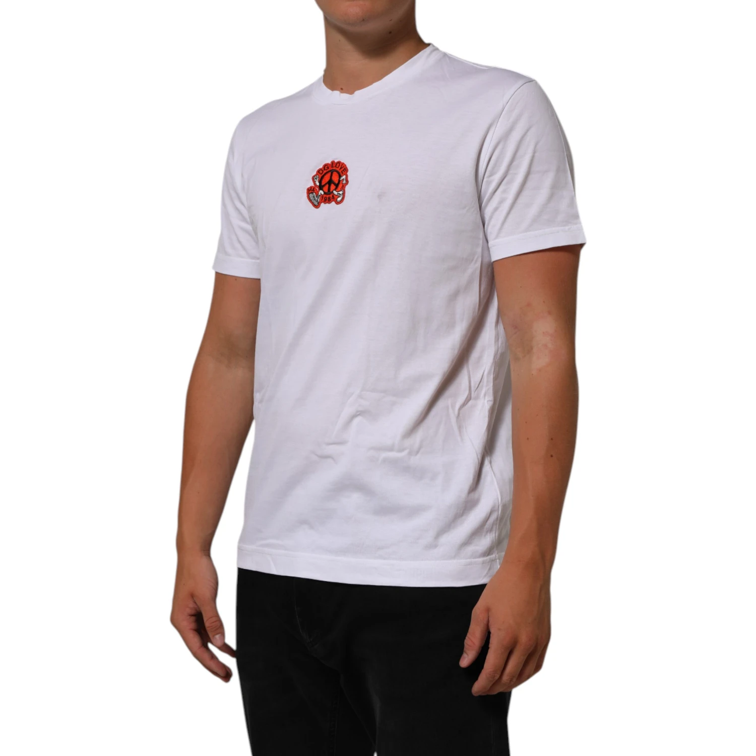 White Cotton DG Love Patch Crew Neck T-shirt