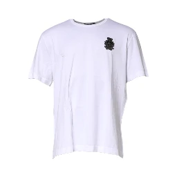 White Cotton DG Logo Embroidery Men T-shirt