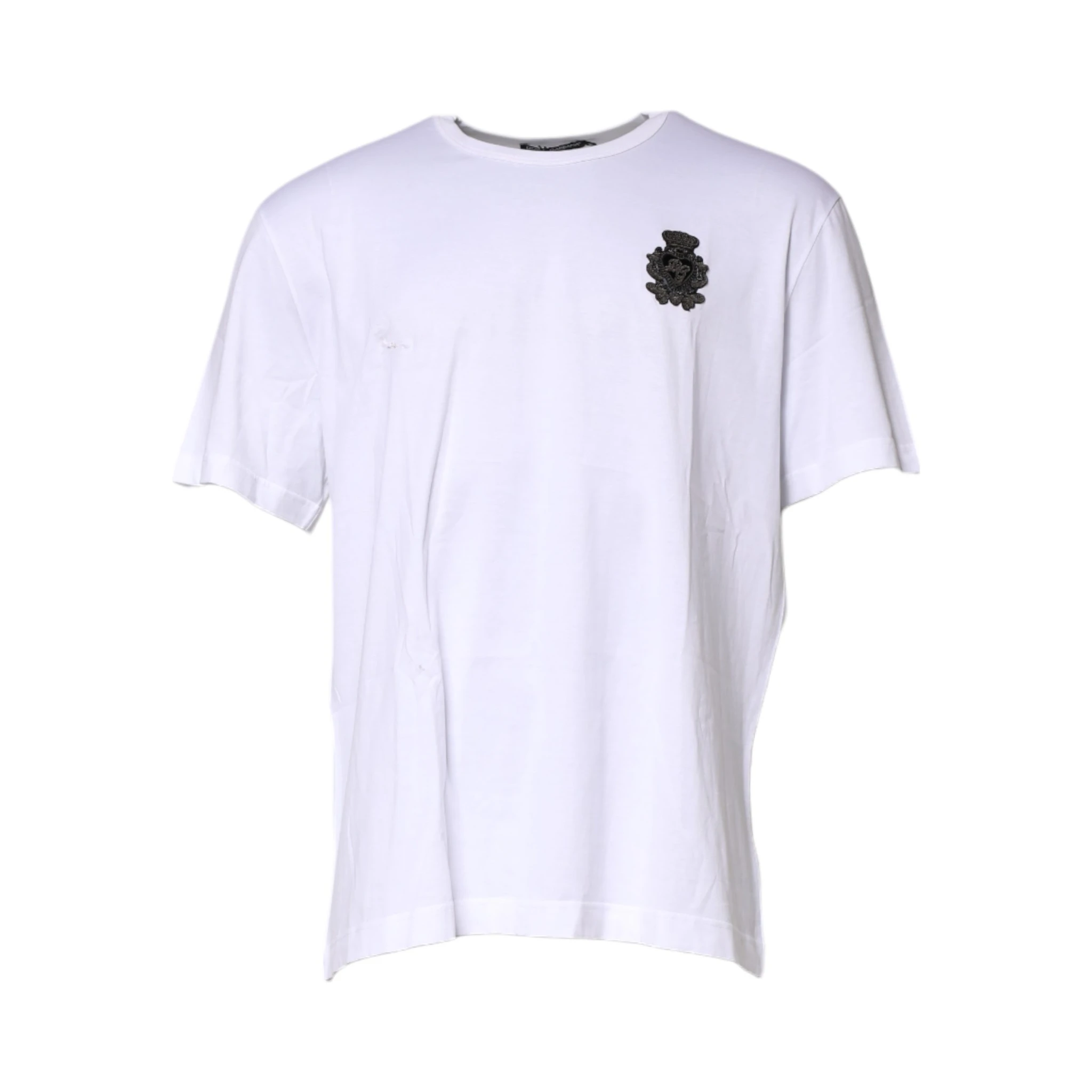White Cotton DG Logo Embroidery Men T-shirt
