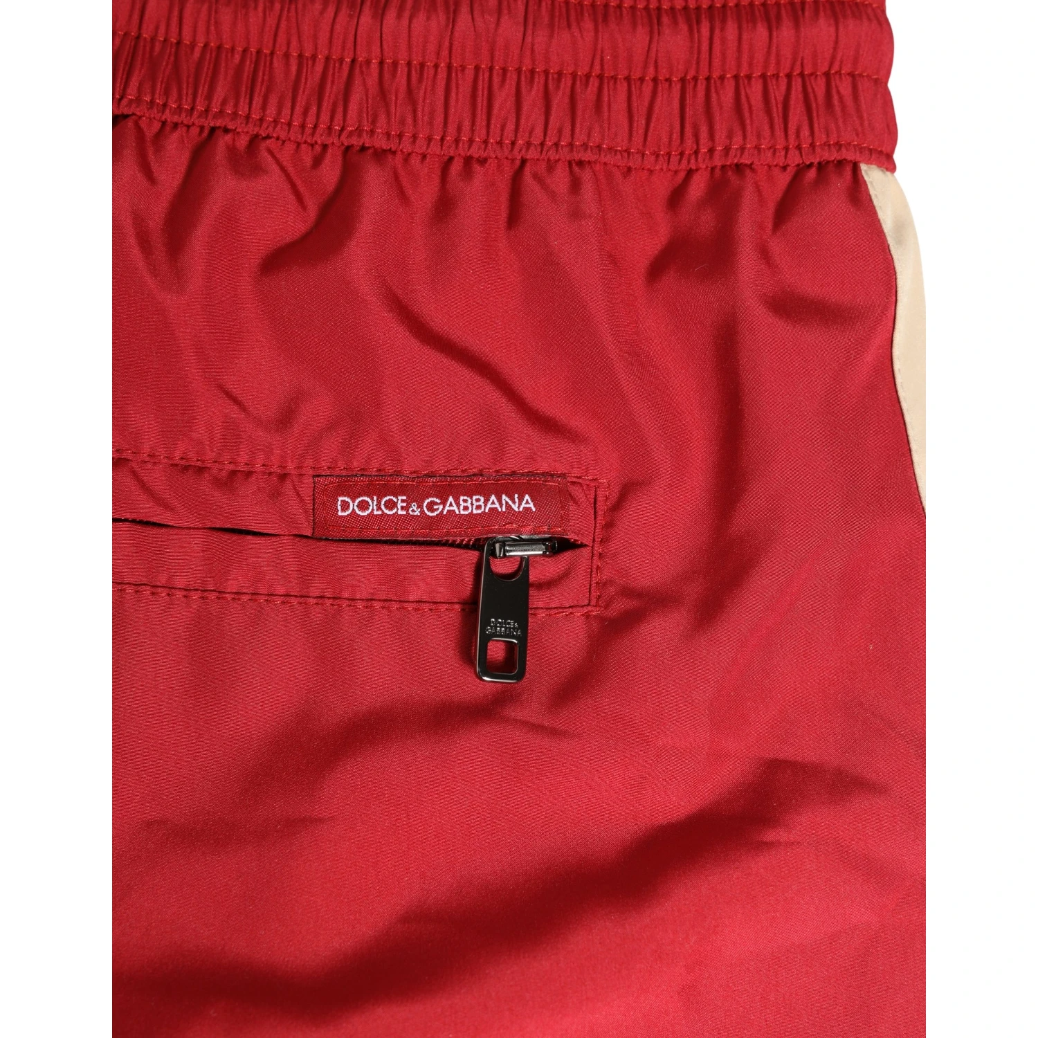 Red Polyester Men Drawstring Shorts Swimwear
