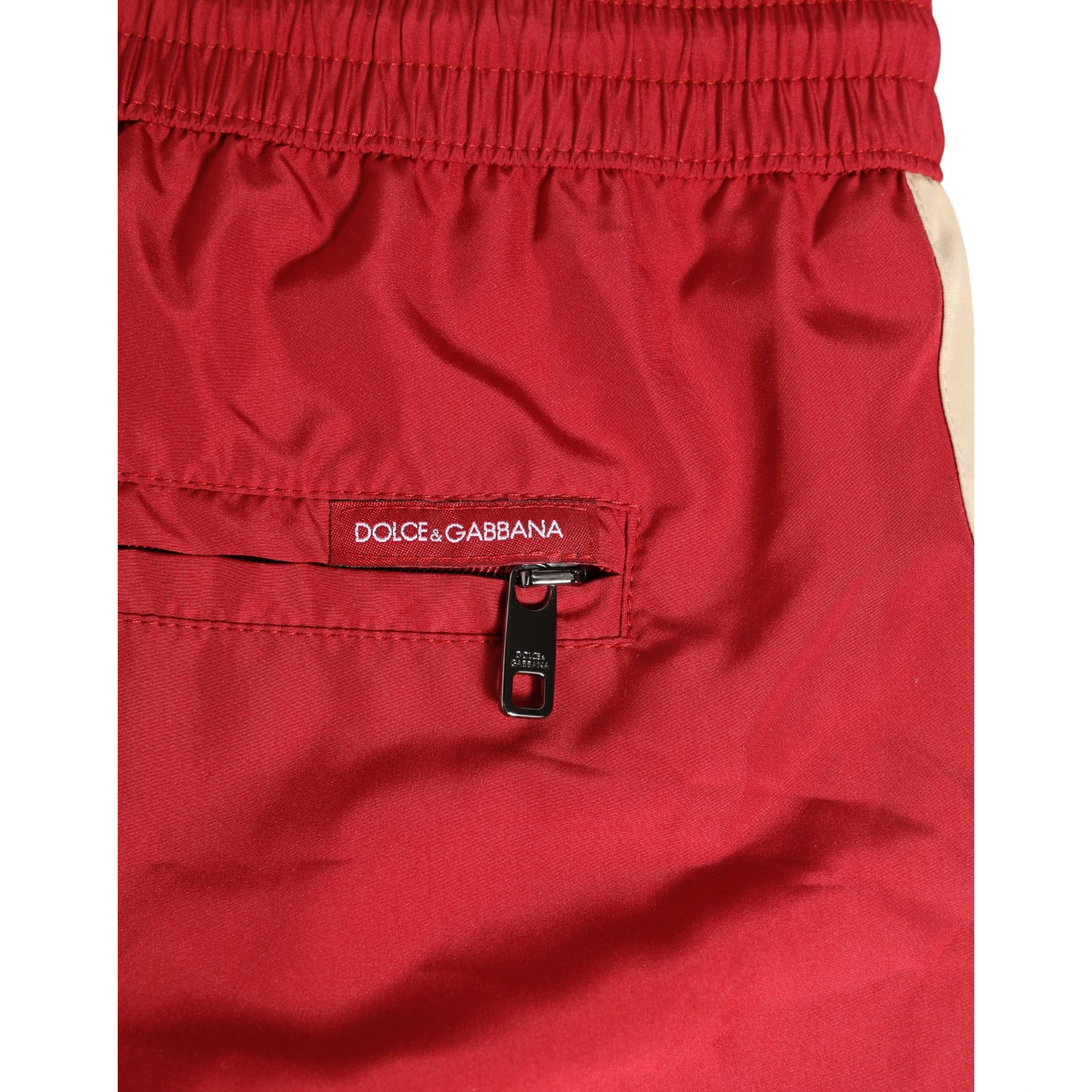 Red Polyester Men Drawstring Shorts Swimwear