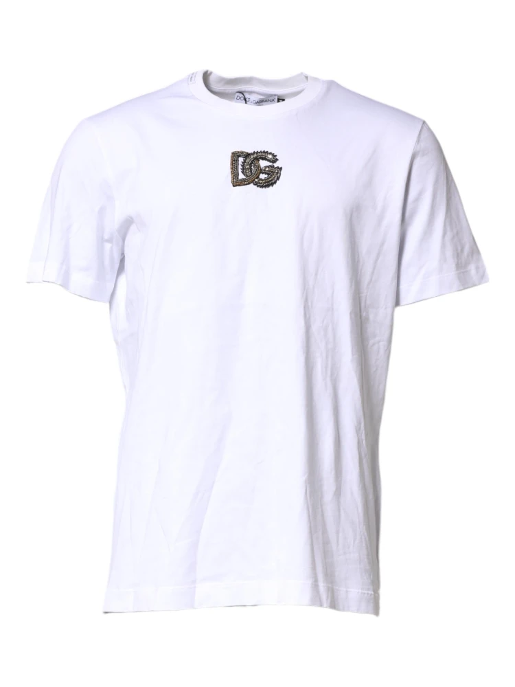 White Cotton DG Logo Embroidery Men T-shirt alternative