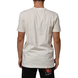 White Cotton Bandana Print CrewNeck T-shirt