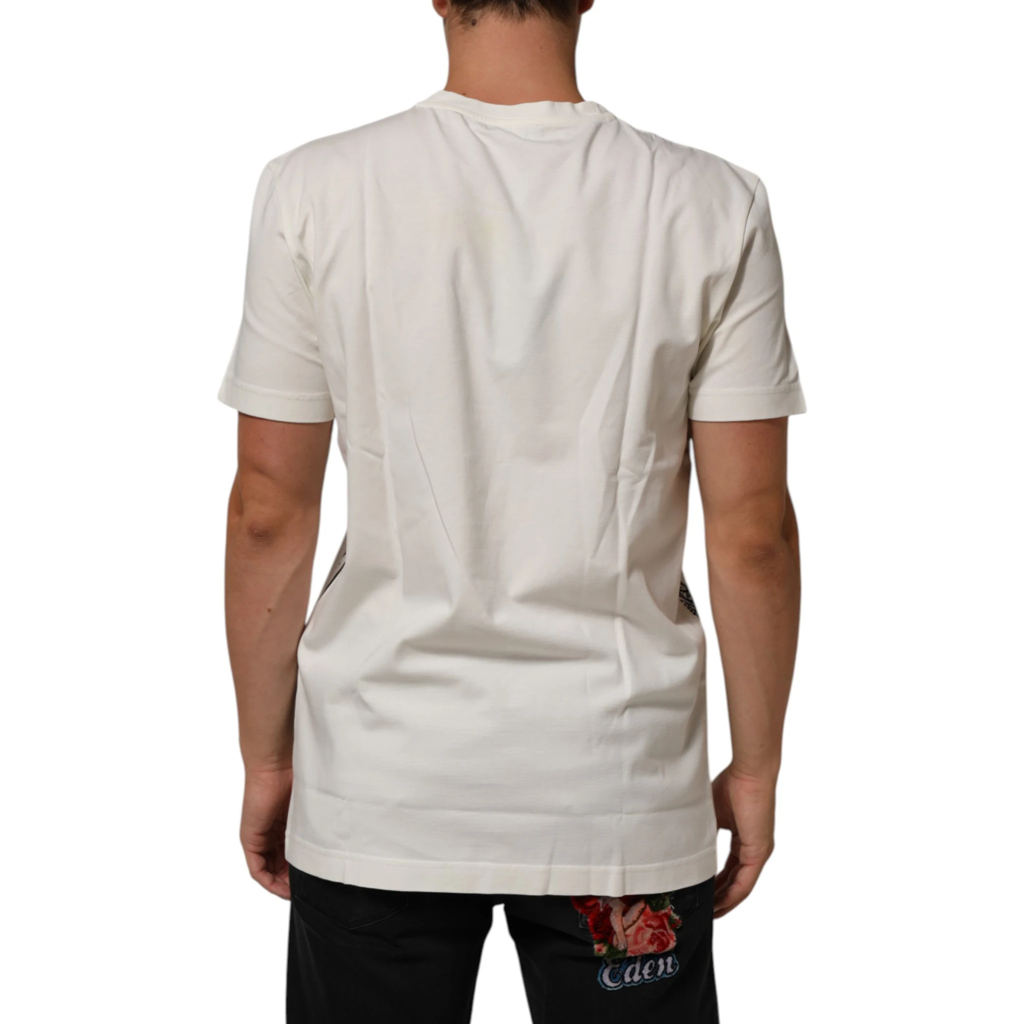 White Cotton Bandana Print CrewNeck T-shirt