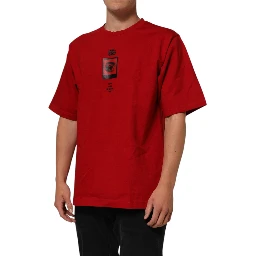 Red DG Eye Print Cotton Crew Neck T-shirt