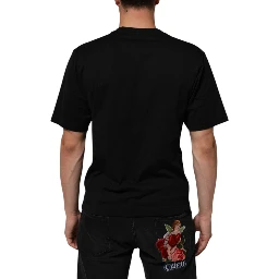 Black Cotton Logo Plaque Crew Neck T-shirt