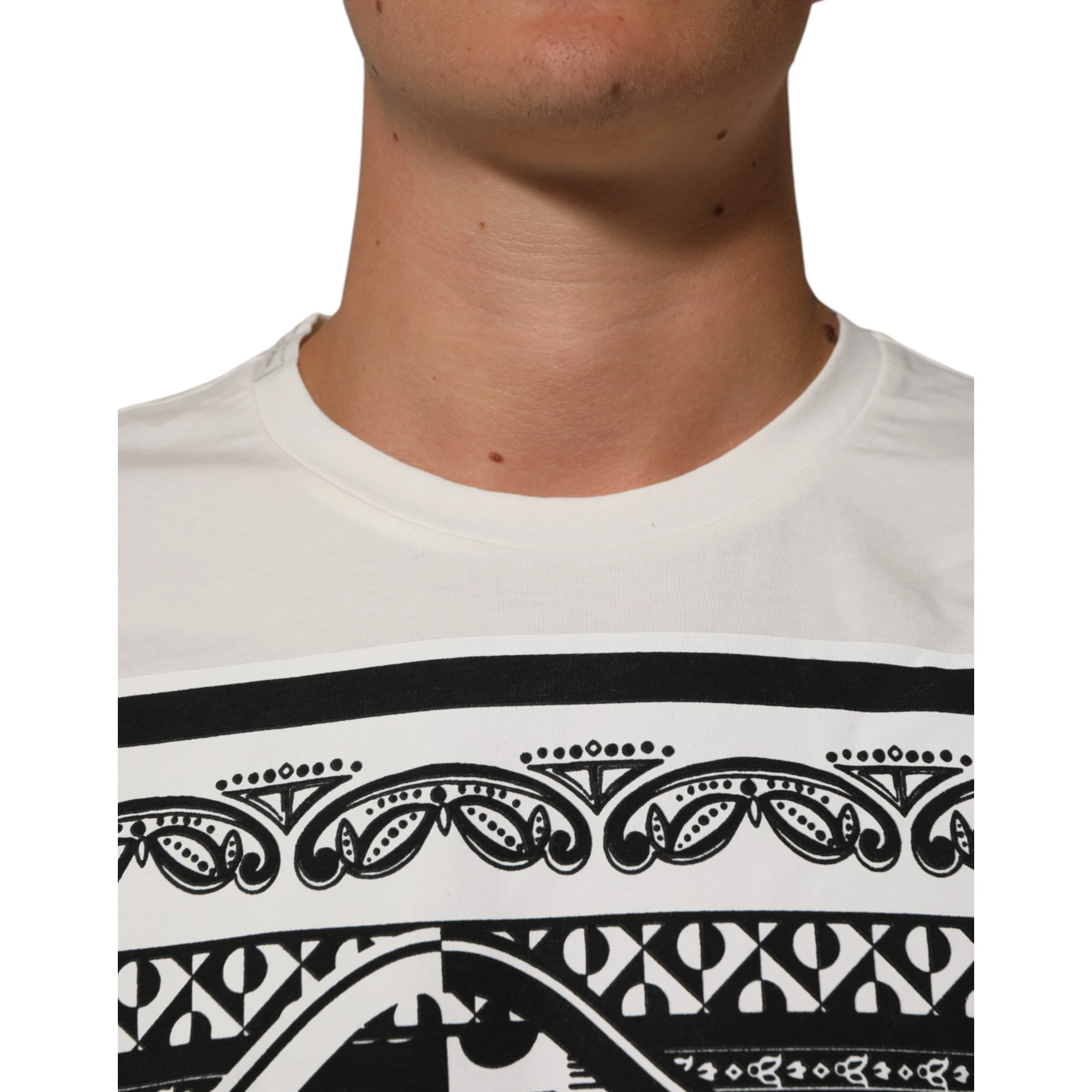 White Cotton Bandana Print CrewNeck T-shirt
