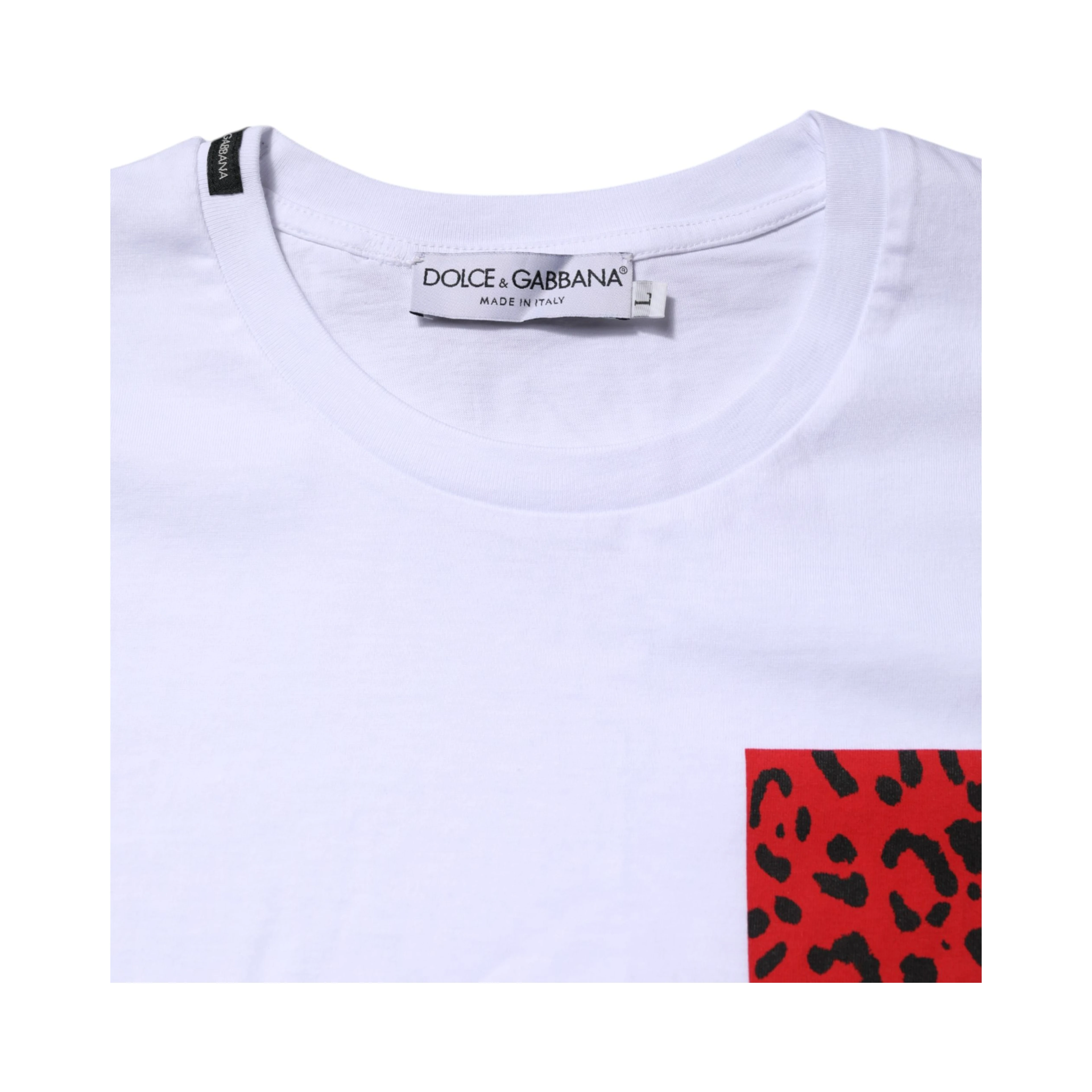 White Cotton Leopard Print Crew Neck T-shirt