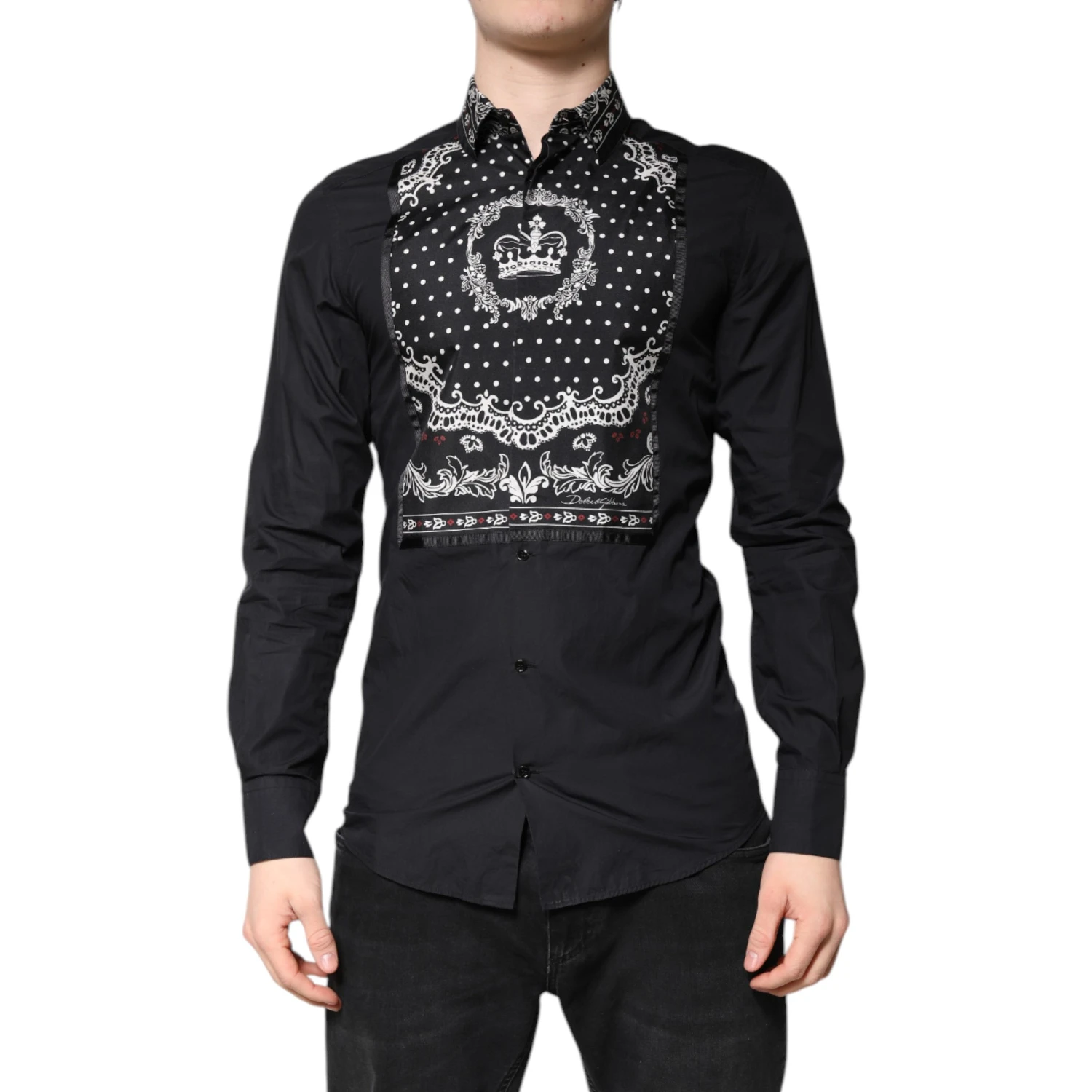 Black White Bandana GOLD Formal Dress Shirt