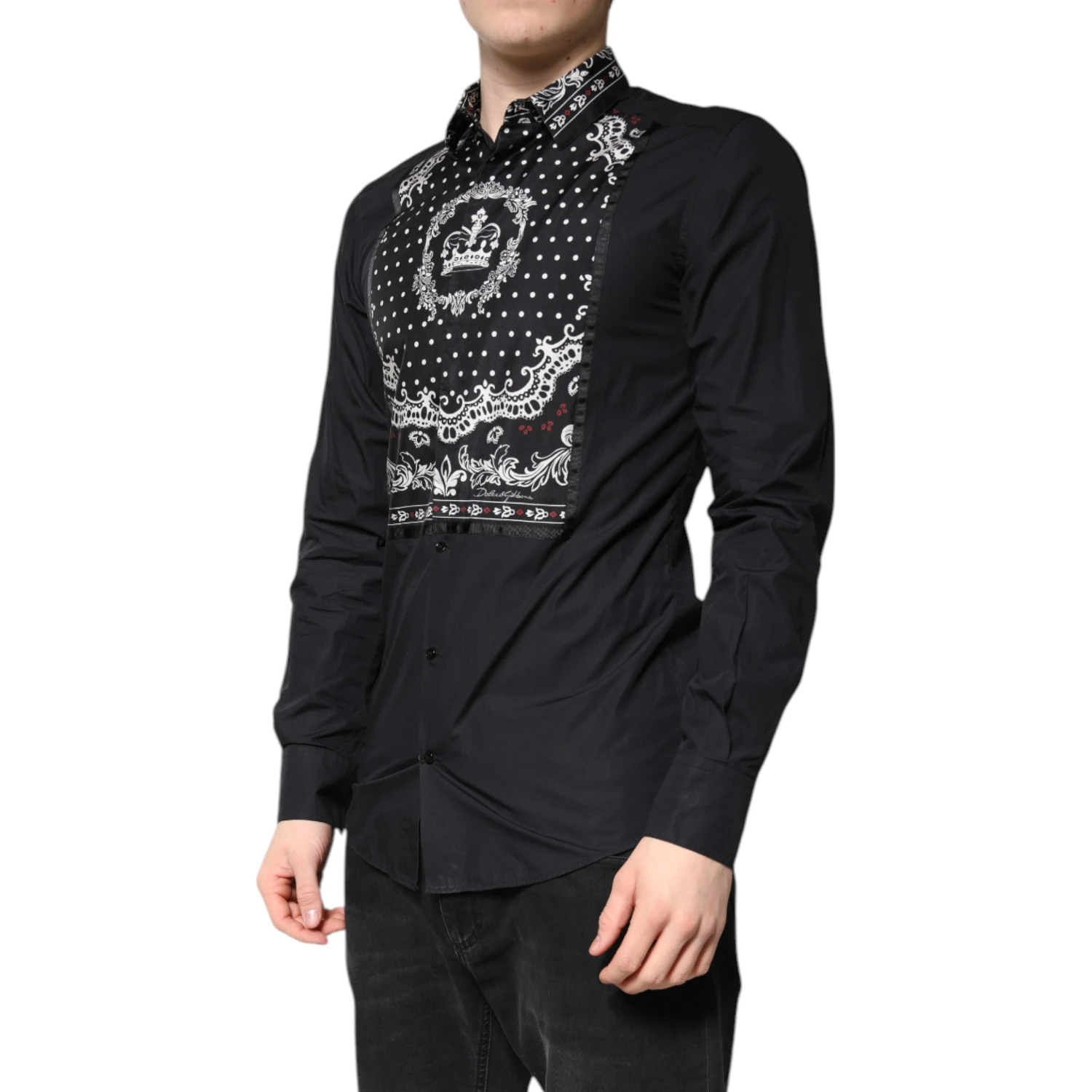 Black White Bandana GOLD Formal Dress Shirt