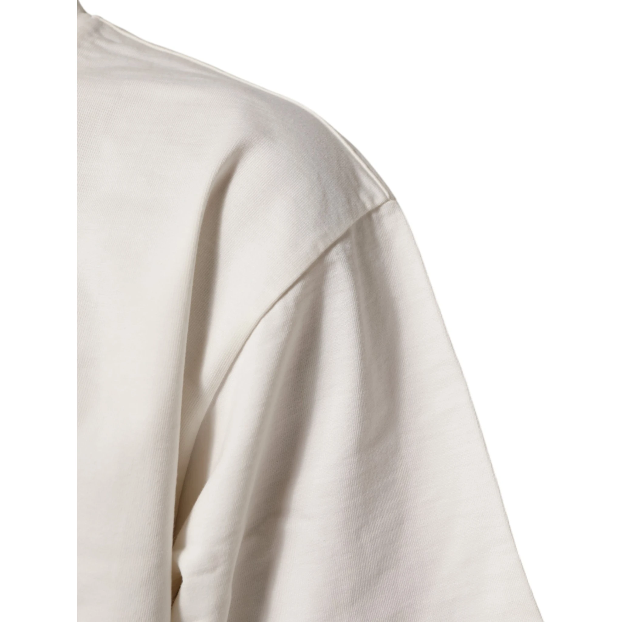 White Cotton Logo Print Men Crewneck T-shirt