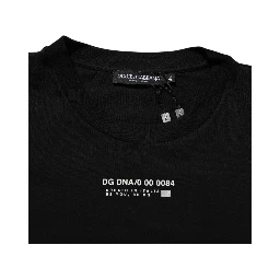 Black Statement Cotton Crew Neck Men T-shirt