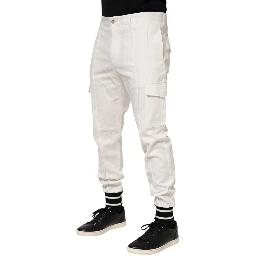 White Cotton Jogger Cargo Skinny Men Pants