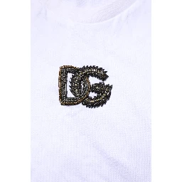 White Cotton DG Logo Embroidery Men  T-shirt