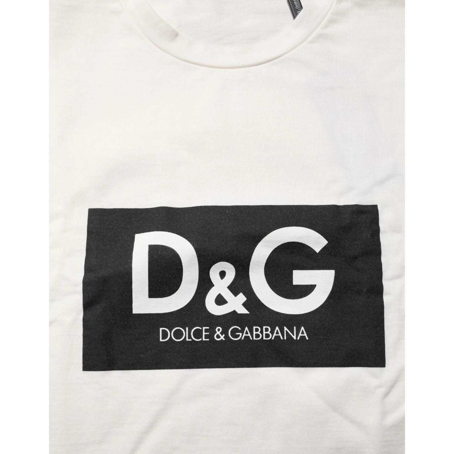 White Cotton Logo Print Men Crewneck T-shirt