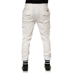 White Cotton Jogger Cargo Skinny Men Pants