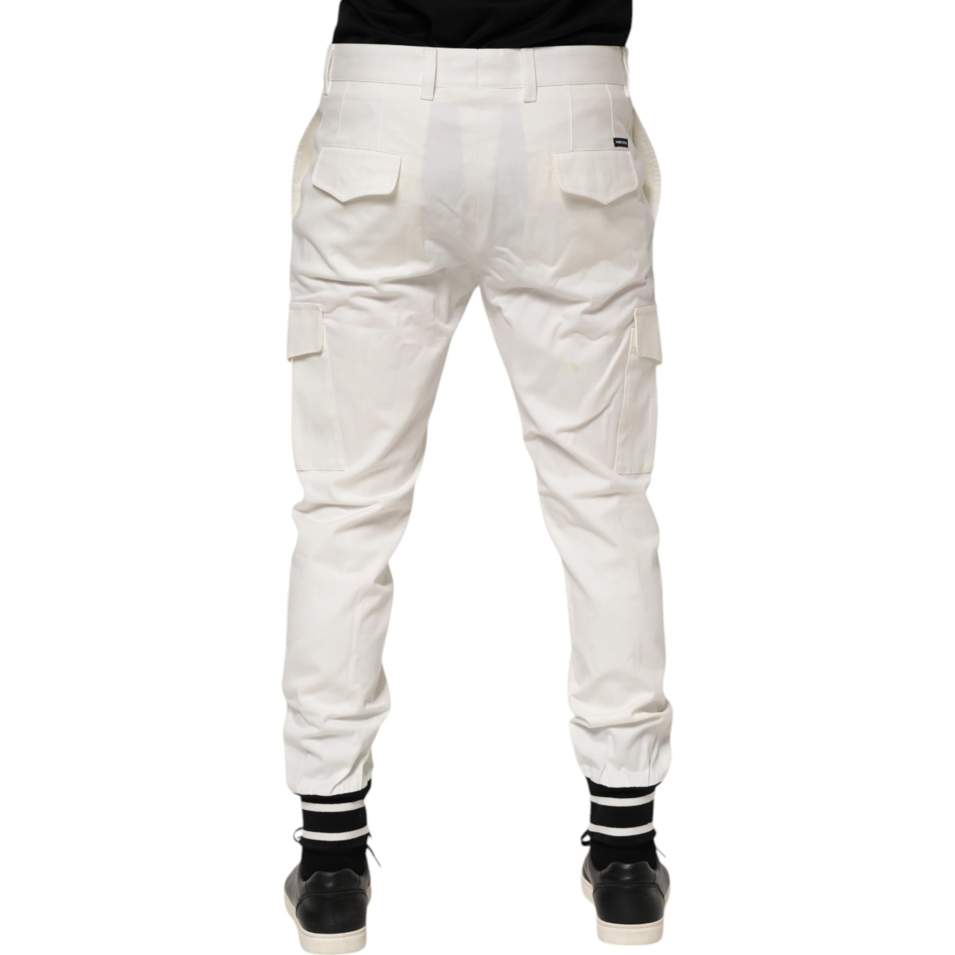 White Cotton Jogger Cargo Skinny Men Pants