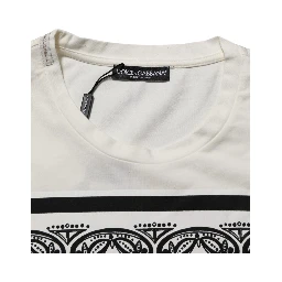 White Cotton Bandana Print CrewNeck T-shirt