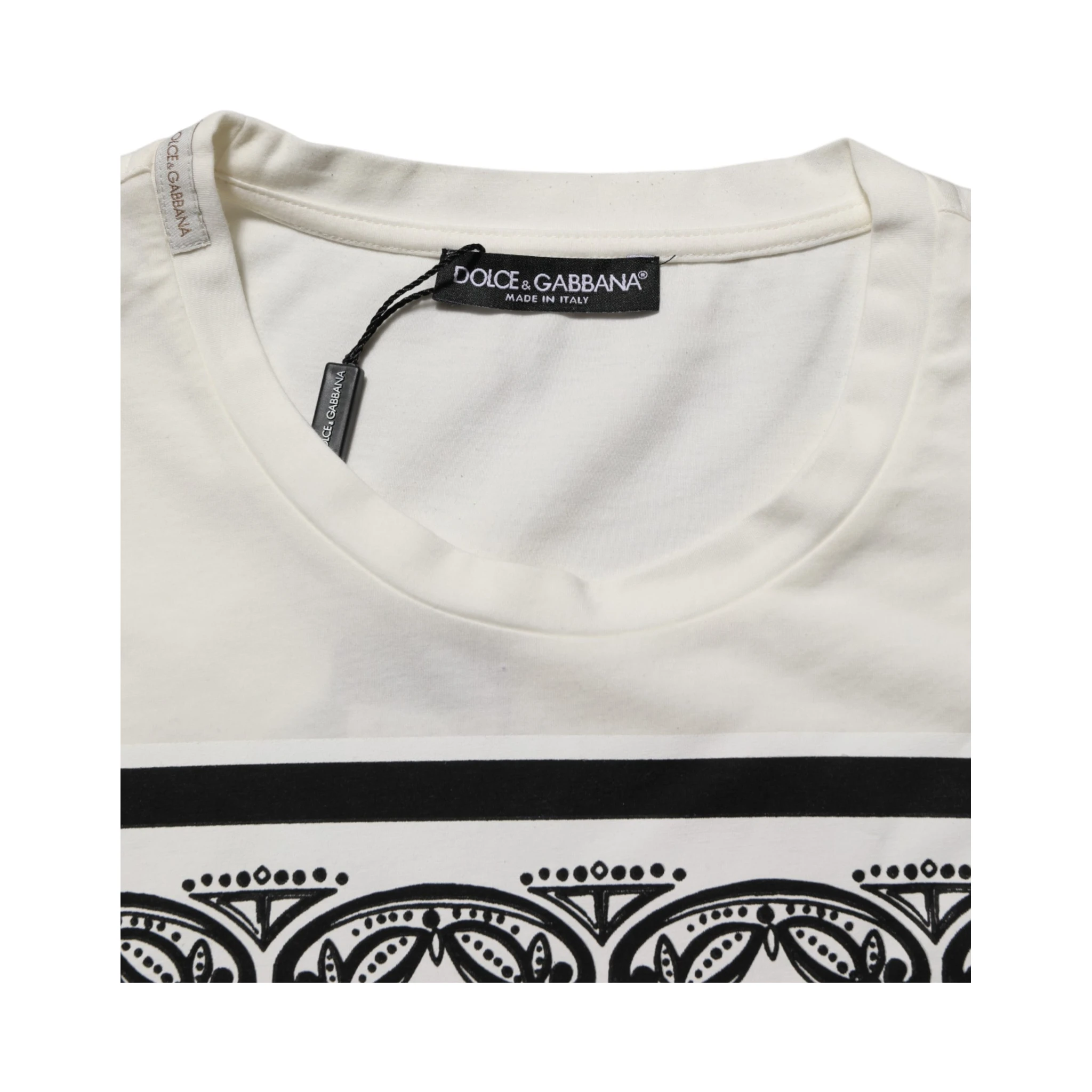 White Cotton Bandana Print CrewNeck T-shirt