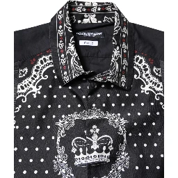 Black White Bandana GOLD Formal Dress Shirt