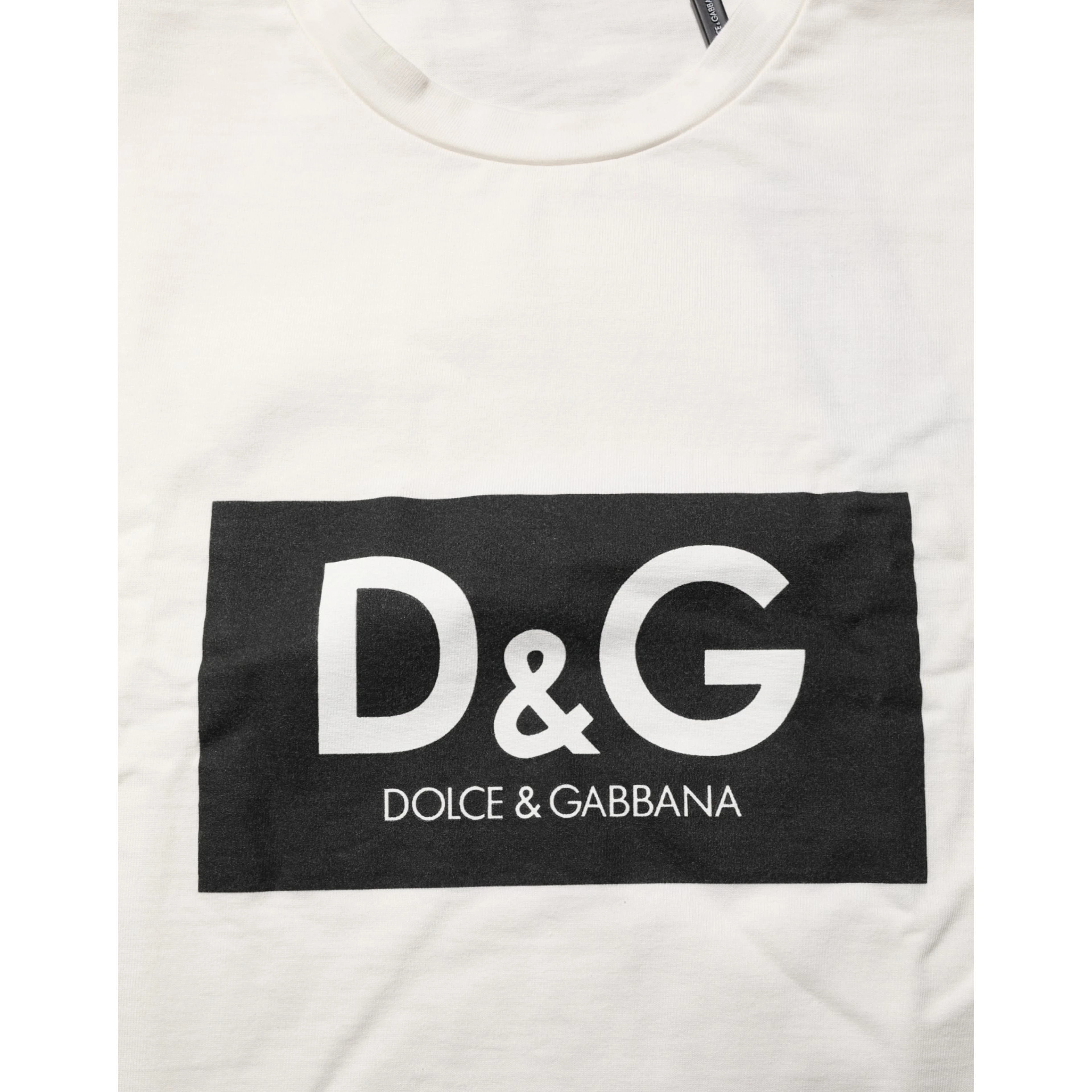 White Cotton Logo Print Men Crewneck T-shirt