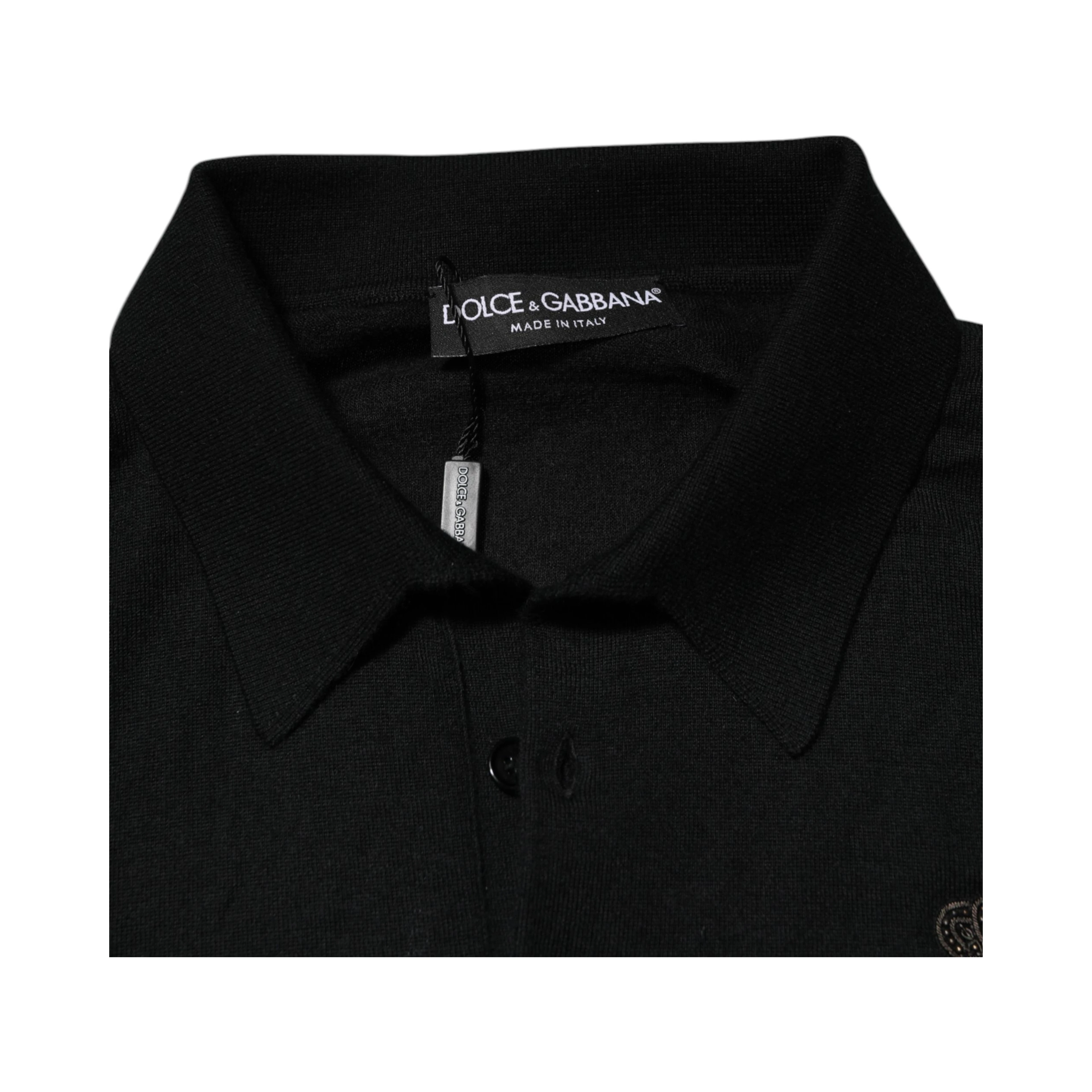 Black Crest Long Sleeve Men Pullover Sweater
