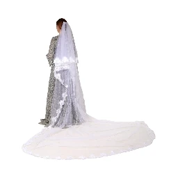 White Floral Lace Nylon Floor Length Long Wedding Veil
