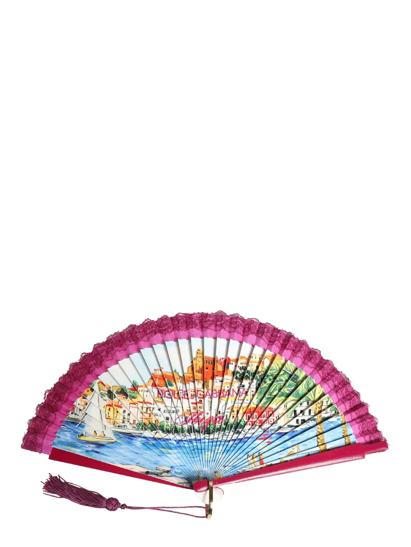 Multicolor Scenery Decorative Folding Tassel Hand Fan