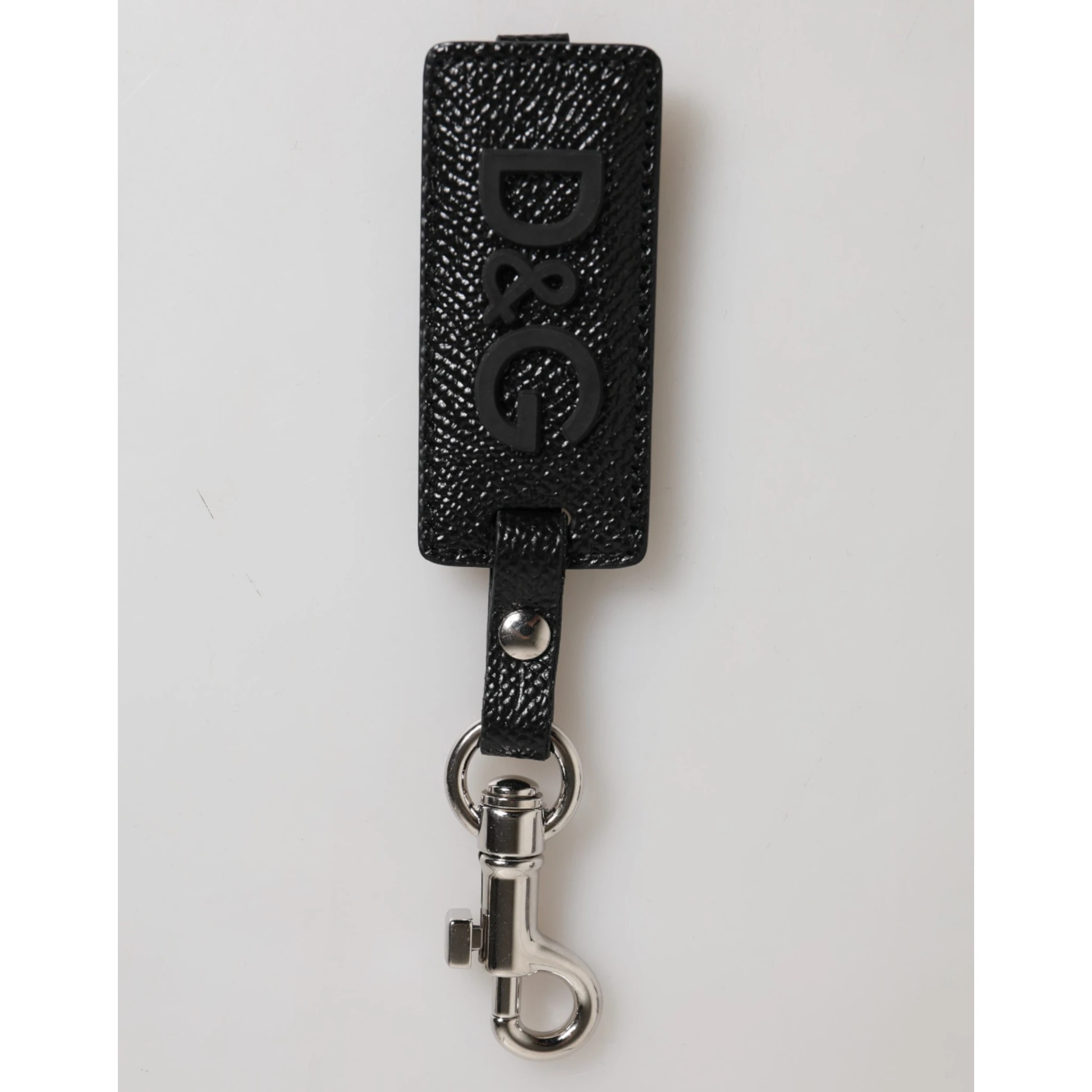 Black DG Logo Leather Silver Metal Keyring Men Keychain