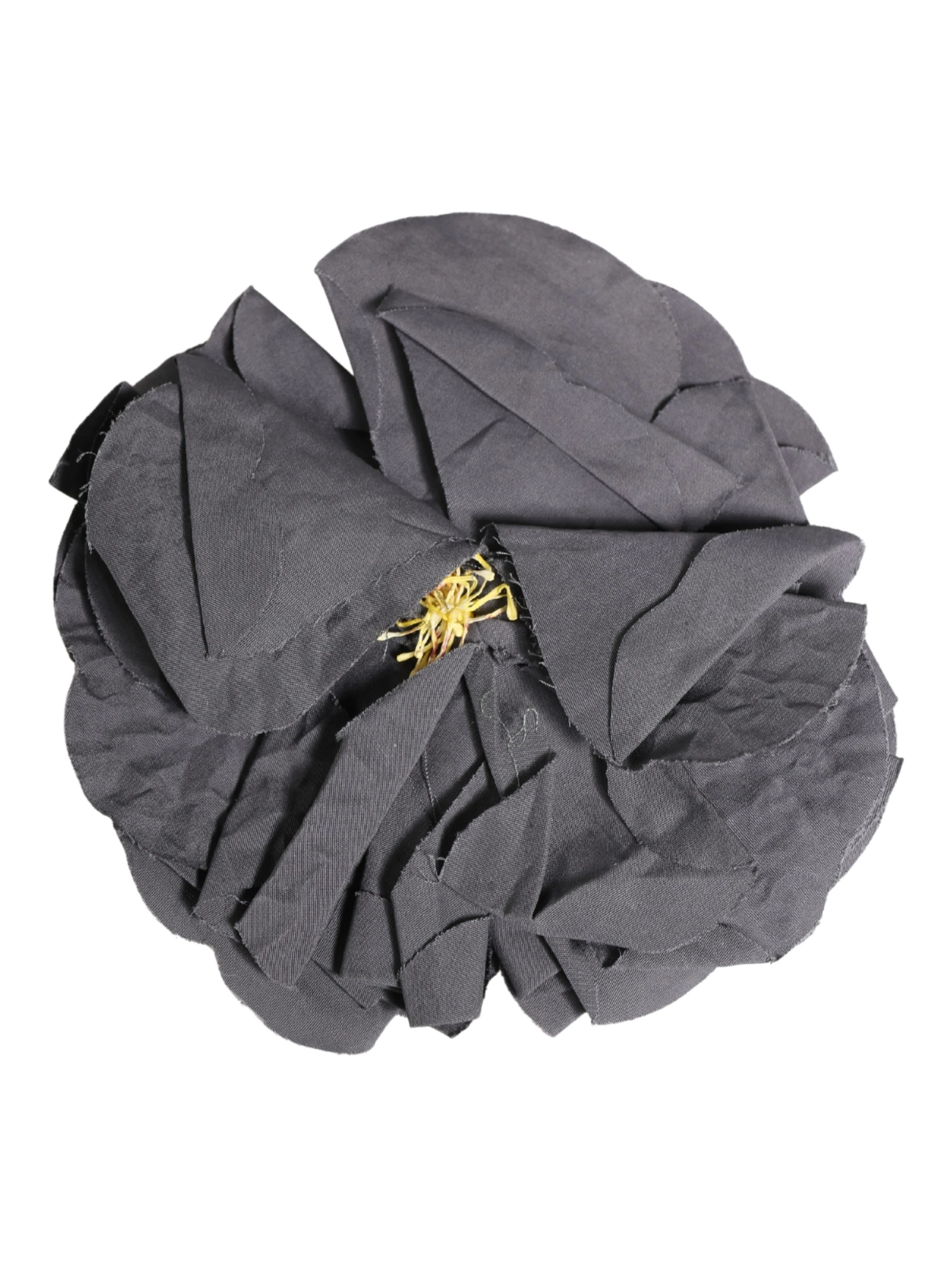 Gray Floral Motif Silk Blend Poplin Fabric Bar Pin Brooch
