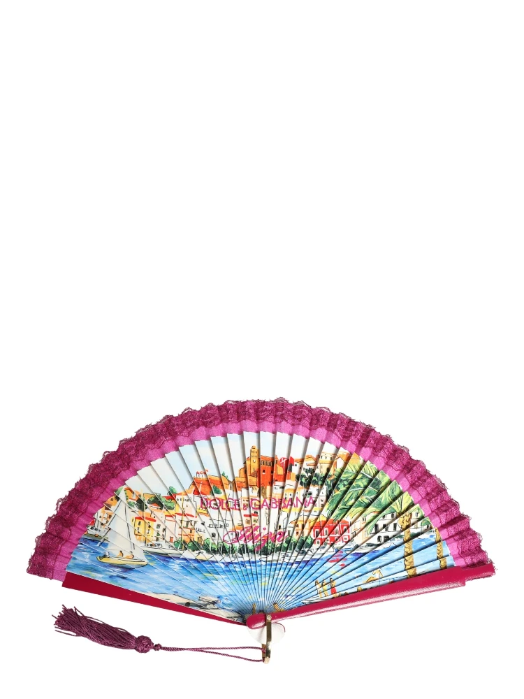 Multicolor Scenery Decorative Folding Tassel Hand Fan alternative