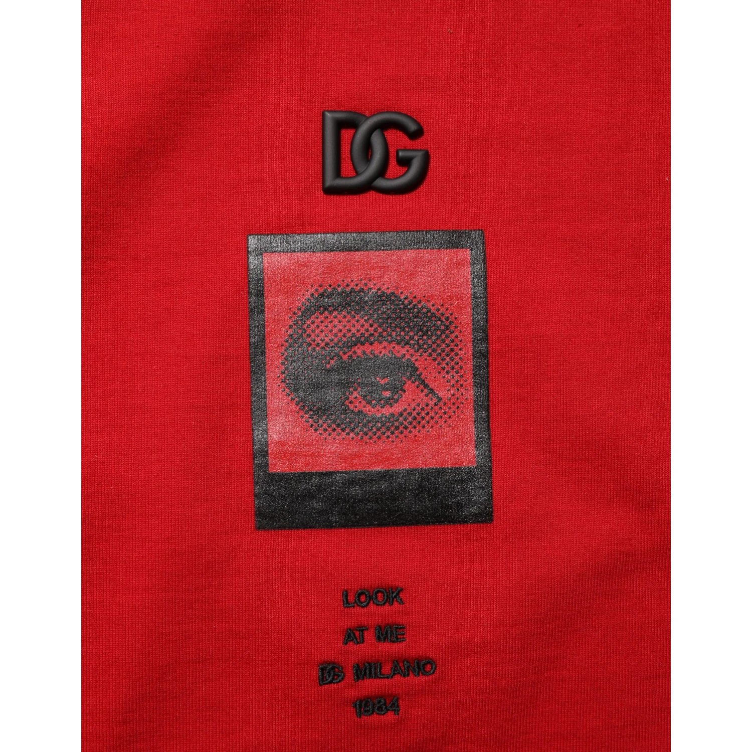 Red DG Eye Print Cotton Crew Neck T-shirt