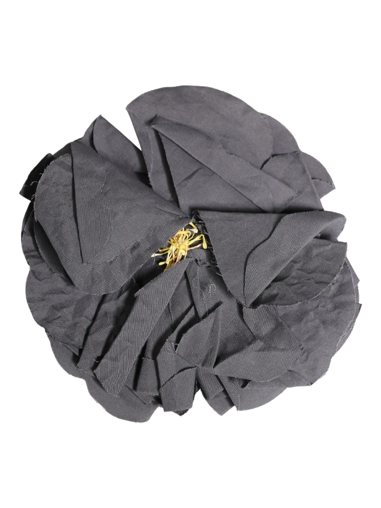 Gray Floral Motif Silk Blend Poplin Fabric Bar Pin  Brooch alternative