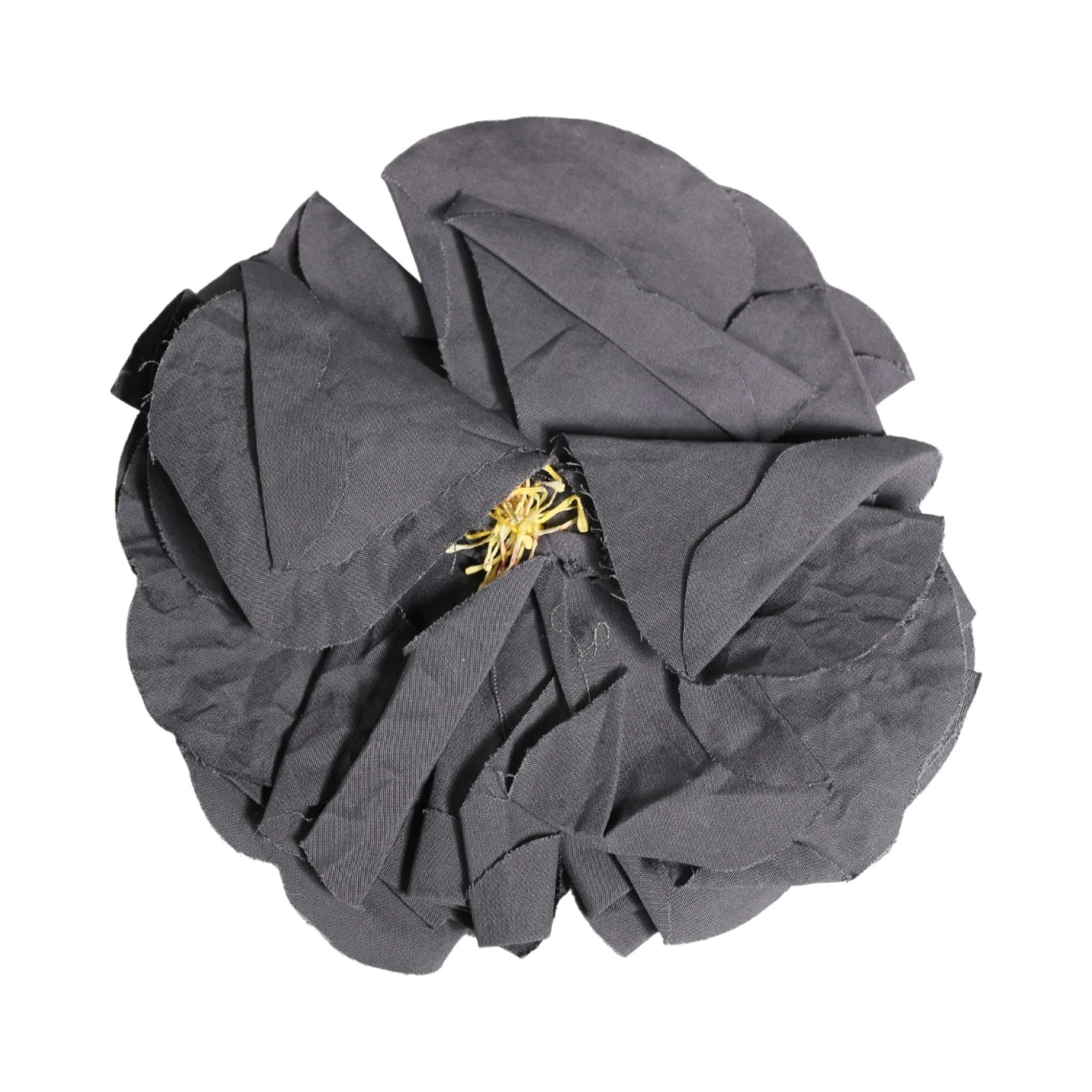 Gray Floral Motif Silk Blend Poplin Fabric Bar Pin  Brooch