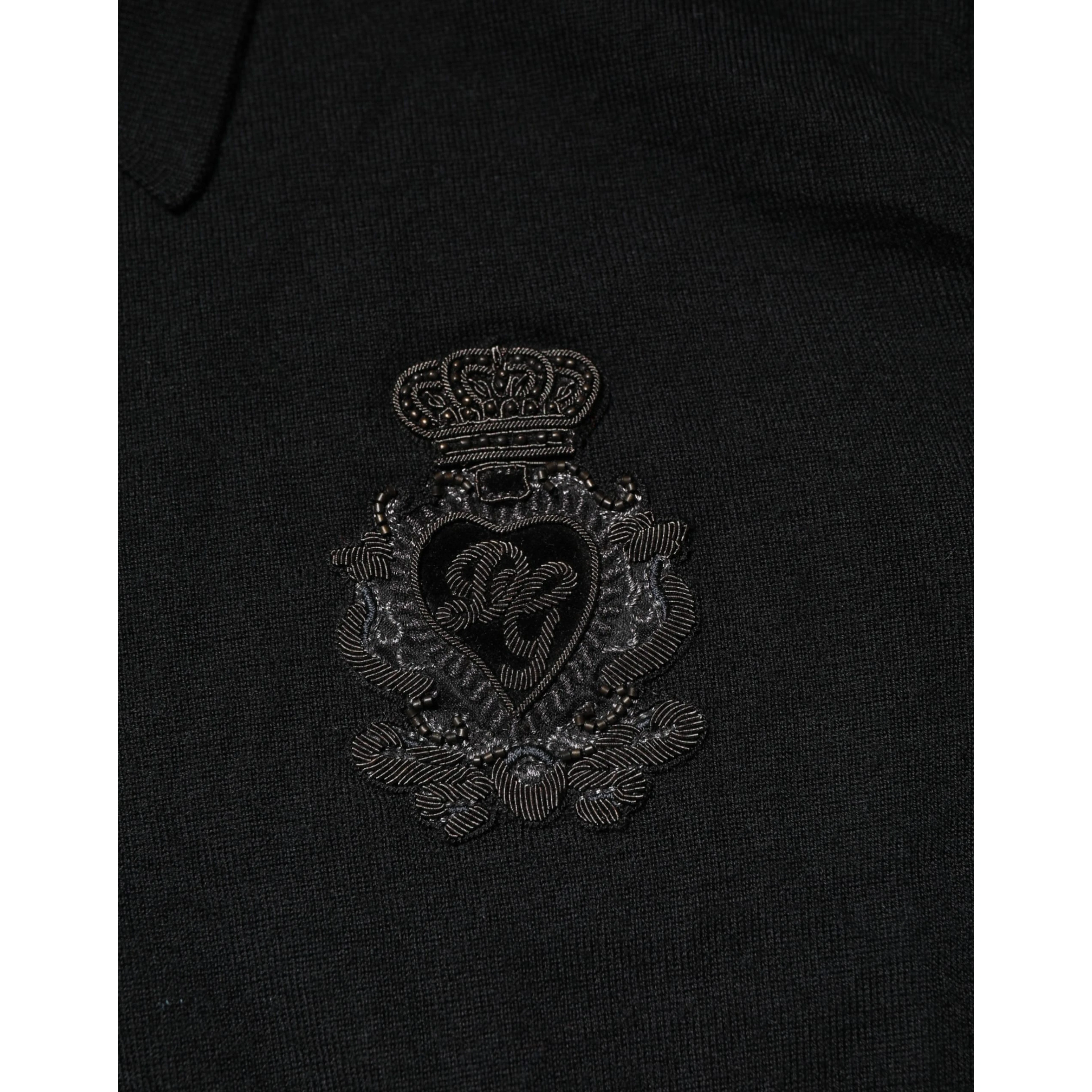 Black Crest Long Sleeve Men Pullover Sweater